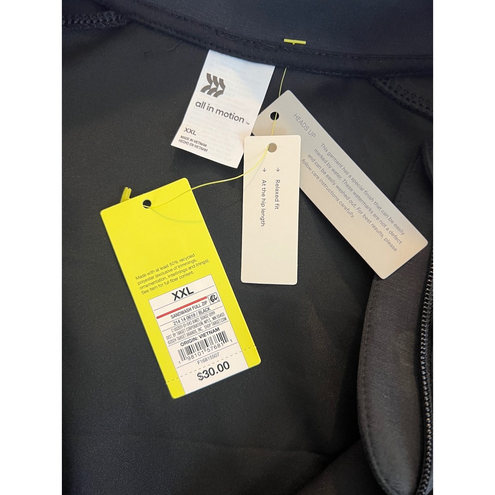 All in Motion Women XXL Black Sandwash Full Zip Relaxed Fit Jacket NWT - Picture 3 of 4